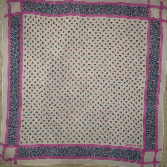 Givenchy Floral Scarf with Pink and Blue Accents - Picture 2 of 2